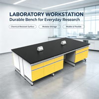 Banc de travail de laboratoire sur mesure, mobilier de laboratoire, poste de travail pour l'école, l'institut de recherche, l'utilisation en laboratoire de sciences chimiques et biologiques
