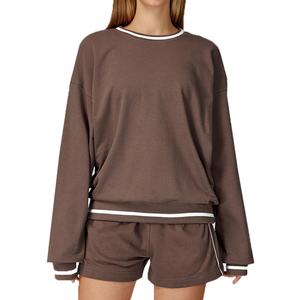 Conjunto Deportivo Informal de Algodón de Alta Calidad con Logotipo Personalizado, Sudadera Holgada y Pantalones Deportivos para Mujer, Cuello Redondo, Transpirable - Product Image 4