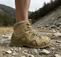 Bottes de randonnée et de travail pour hommes en cuir suédé mi-montantes, imperméables, respirantes, avec semelle extérieure en caoutchouc et lacets, bout rond