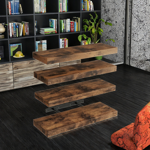 Estantes Flotantes <span class=keywords><strong>de</strong></span> <span class=keywords><strong>Madera</strong></span> Rústica <span class=keywords><strong>de</strong></span> 15.8 Pulgadas, Resistentes, <span class=keywords><strong>de</strong></span> Cuatro Niveles, Multifuncionales, con Soporte Oculto <span class=keywords><strong>para</strong></span> Almacenamiento en Baño y <span class=keywords><strong>Cocina</strong></span> - Product Image 3