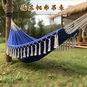 <span class=keywords><strong>Hamaca</strong></span> ligera con borlas nórdicas, Columpio <span class=keywords><strong>de</strong></span> lona grueso duradero para interiores/exteriores para patio, Camping, viajes, venta al por mayor - Product Image 3