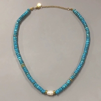 Comiya - Collares de Perlas de Acero Inoxidable con Cuentas Multicolores Chapadas en Oro Vintage, Collares con Colgante de un Solo Círculo, Regalo para Mujer