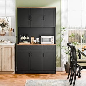 Nhà Bếp Đựng thức ăn lưu trữ tủ hiện đại nhà bếp hutch Bar tủ với lò vi sóng đứng gỗ tự chọn sideboard với hutch tủ - Product Image 1