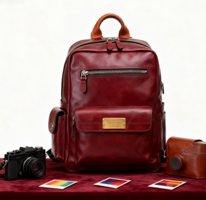 Nhà Sản Xuất Màu Đỏ Trắng Cổ Điển Da Máy Ảnh Túi Dslr Ý Da Máy Ảnh Túi Với Máy Ảnh Dây Đeo - Product Image 2