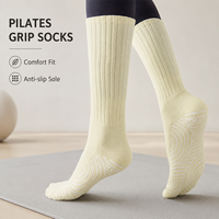 Chaussettes de yoga en coton peigné antidérapantes à bout intégral avec points en silicone, douces et respirantes pour Pilates, Barre, Fitness, Femmes, OEM ODM