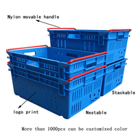 Caisse de transport ventilée en plastique, 3 pièces, avec barres à bascule, pour fruits, mulet