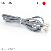 Cable Telefónico Modular RJ9, Conexión Cruzada Recta 4P4C, Patrón Plano, Longitudes Disponibles de 1, 3, 7 y 25 Pies