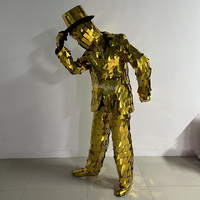 Costume de Costume de Robot à Paillettes en Or avec Matériau Réfléchissant de Sécurité pour Adulte Unisexe