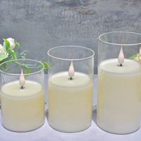 Jeux de bougies LED puces USB, nouvel ensemble de bougies en verre, mèche en 3D, sans flamme