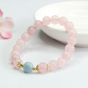 Venta caliente pulseras de cuentas de cuarzo rosa natural románticas personalizadas para mujeres accesorios de moda - Product Image 3