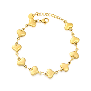 Bracelet en acier inoxydable plaqué or 18 carats avec pendentif cœur, bracelet à maillons en forme de cœur pour femmes - Product Image 4