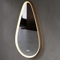 Espejo de Baño Moderno de Lujo con Marco de Aluminio Irregular, Retroiluminación LED Inteligente Ajustable, IP65, Táctil, Antivaho, de Pared