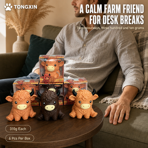 Vache Mignonne en Silicone, Vache des Highlands, Animal de Ferme, Balle Anti-Stress, Vente en Gros, OEM, Logo Personnalisé, 2 Couleurs, Jouets à Presser, Squishies TONGXIN - Product Image 4