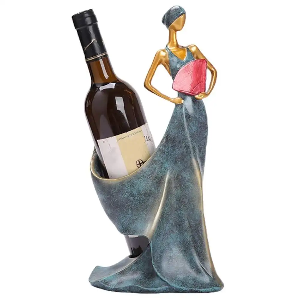 بوليريسين/. الراتنج حامل زجاجات النبيذ المرأة على شكل قوي النحت زجاجة نبيذ حامل ، تمثال المطبخ الديكور الحرف