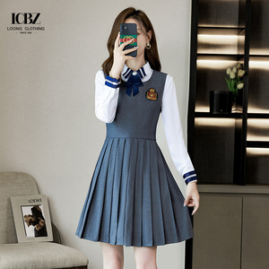 Falda plisada <span class=keywords><strong>para</strong></span> mujer de escuela secundaria, uniforme de clase de escuela técnica, traje de maestro de jardín de infantes, traje de uniforme escolar de estilo uniforme - Product Image 2