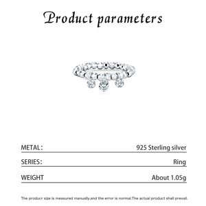 Anillo Colgante con Cuentas Facetadas en Forma de Lágrima, Plata de Ley S925, Anillo Elástico Apilable para Mujer, Decoración Diaria, Joyería de Moda para el Dedo, Regalo - Product Image 5