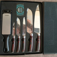 7 Pcs Set Pisau Dapur Chef dengan Blok dan Pengasah Anti Karat Pisau Jepang Stainless Steel Pola Laser Damascus Tajam