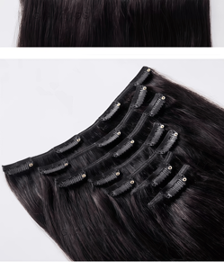 Extensioni di <span class=keywords><strong>Capelli</strong></span> Umani Remy Naturali Neri da 100g, Ondulati e Tinti, con Clip <span class=keywords><strong>per</strong></span> Donne - Product Image 3