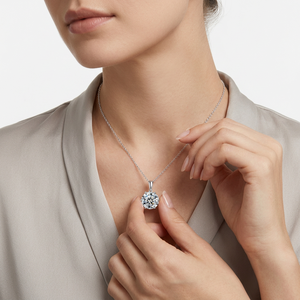 Collier en Moissanite VVS1 de 6,5 mm 1,0 ct, plaqué or, en argent sterling 925, coupe classique, nouvelle collection, vente en gros pour mariages - Product Image 6