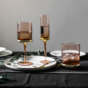 Prodotti Più Popolari: <span class=keywords><strong>Calici</strong></span> in <span class=keywords><strong>Vetro</strong></span> Colorato <span class=keywords><strong>Rosa</strong></span>, Bicchieri da Vino Senza Stelo con Bordo Dorato - Product Image 5