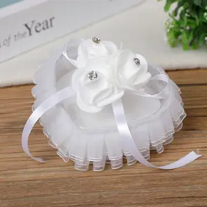 Wholesale white heart-shaped plastic box Handmade Wedding Supplies Wedding lace ring box Ring Pillow