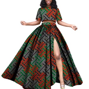 Ensemble 2 pièces <span class=keywords><strong>Boubou</strong></span> Africain Dashiki Grande Taille pour <span class=keywords><strong>Femme</strong></span>, Jupe et Haut <span class=keywords><strong>Bazin</strong></span> Riche Africain avec Fente GYWY534 - Product Image 5