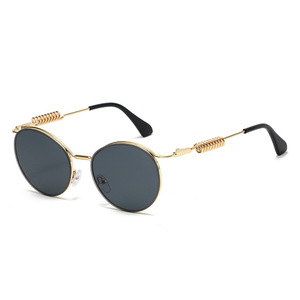 Lunettes de soleil rondes à monture complète UV400, style punk, unisexe, protection solaire, mode adulte - Product Image 1