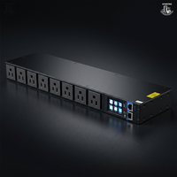 SYNSTRO Rakit Unit Distribusi Daya Rak (Rack-Mount) 1U 19" 16A 8 Outlet Dapat Disambung Daisy-Chain C13/C19 Tipe Single IP