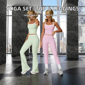 Women's Yoga 2-Piece Set Breathable Print Workout Tank Top & High Waist <b>Leggings</b> Active Wear Athletic Clothing - Product Image 2