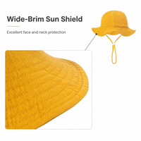 Chapeau de soleil en gaze de coton jaune moutarde personnalisable pour bébé, avec sangle réglable, en mousseline douce, pour tout-petits et enfants