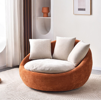 Fauteuil individuel moderne pivotant en tissu tufté durable pour petit appartement, chambre, hôtel, villa, salon, balcon, loisirs