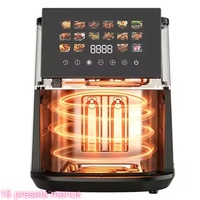Freidora de Aire Digital Cuadrada de Acero Inoxidable de 8L, Sin Aceite, 2200W, Calentamiento Superior e Inferior, Pantalla Táctil Grande a Color, Parrilla, 16 Menús Preestablecidos