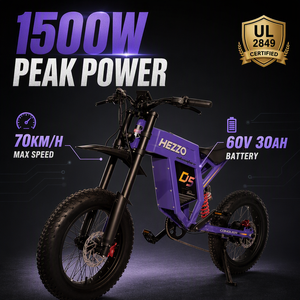Vélo HEZZO D5 1500W avec moteur Qihang, batterie lithium 60V 30Ah, cadre en aluminium certifié 2849, pneus larges – Produits les plus vendus - Product Image 2