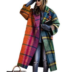 <span class=keywords><strong>Giacca</strong></span> donna primavera e autunno con risvolto a maniche lunghe con stampa <span class=keywords><strong>Tweed</strong></span> cappotto lungo - Product Image 1