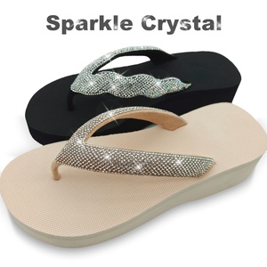 Tongs compensées à strass, colorées et scintillantes, avec plateforme à semelle épaisse et souple, pour femme, plage, été et printemps - Product Image 1