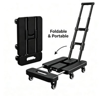 Chariot de plateforme pliable portable Xinanda, robuste, avec base extensible, 6 roues, pour bagages, étudiants, coursiers, déménagement, courses