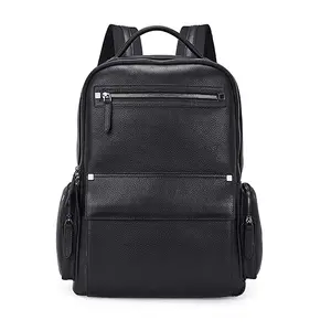 Large Capacity Men Leather Backpack 15.6inch Laptop Backpack Travel Business Office Bag