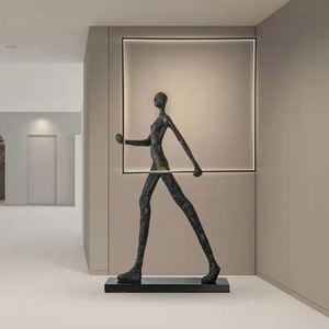 Modern Creative Design Hotel Project Indoor Decor Human Triangle <strong>Side</strong> <strong>Lamp</strong> Art Sculpture Ball Holding LED Standing Floor <strong>Lamp</strong> - Product Image 1