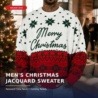 Pull de Noël pour homme, col rond, tricot jacquard, mélange de viscose, pull de fête moche, vente en gros OEM