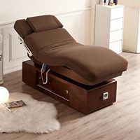 Table de massage électrique moderne couleur café à 4 moteurs avec réglage chauffant – Lit d'esthétique, lit de spa, lit de beauté pour salon, lit pour extensions de cils