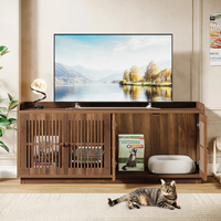 BSCI-Zertifiziertes Extra Großes Katzenklo-Möbelstück aus Walnussholz mit Lamellentüren, Verstecktes Katzenklo-Gehäuse, Katzenhaus, TV-Ständer