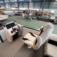 Bateau ponton de luxe en aluminium Allhouse de 23 pieds, homologué CE, avec canapé et auvent Bimini pour la navigation fluviale