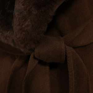 Nuevo Abrigo de Lana y Cachemira para Mujer de Invierno con Cuello y Puños de Piel de Zorro Real Cosidos a Mano en Color Personalizado, Popular y de Tendencia al por Mayor - Product Image 4