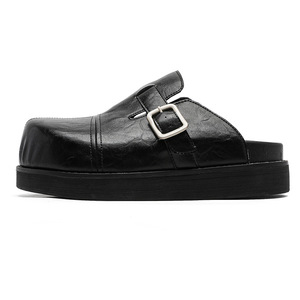 Sandalias Clog Retro Premium de Moda con Plataforma y Punta Redonda, Negras, para Exteriores - Product Image 1