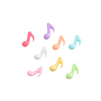 20 pièces/sac Mini symboles musicaux en résine couleur unie pour décoration d'ongles, coques de téléphone DIY, cœurs chromés à fond plat