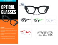 Montures de lunettes optiques œil-de-chat carrées audacieuses en acétate TR pour lunettes de vue tendance OEM ODM Logo personnalisé