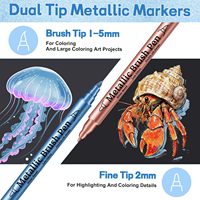 Lot de 36 marqueurs métalliques premium à double pointe, stylos à peinture acrylique métallique pour la peinture sur roche, les travaux textiles et les projets artistiques
