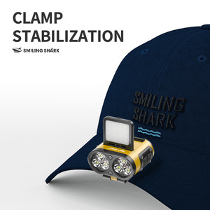 Linterna frontal LED recargable de aleación de aluminio con diseño de tiburón sonriente, portátil para camping al aire libre - Product Image 1