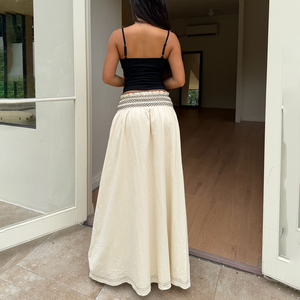 กระโปรงมินิทรงเอเอวสูงผ้ายืดสไตล์มินิมอลเรียบง่ายสำหรับผู้หญิงสวมใส่สบาย - Product Image 5