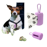Porte-sac à déjections canines pour laisse, léger et portable, en PVC, distributeur de sacs à déjections canines avec attache pour laisse, taille M
